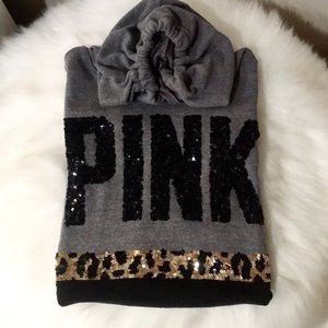 PINK Victoria’s Secret Leopard Bling Hoodie